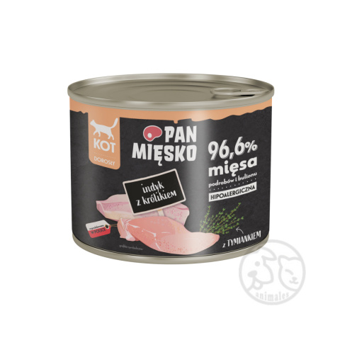 Pan Mięsko Indyk z królikiem - puszka 200g dla Kota