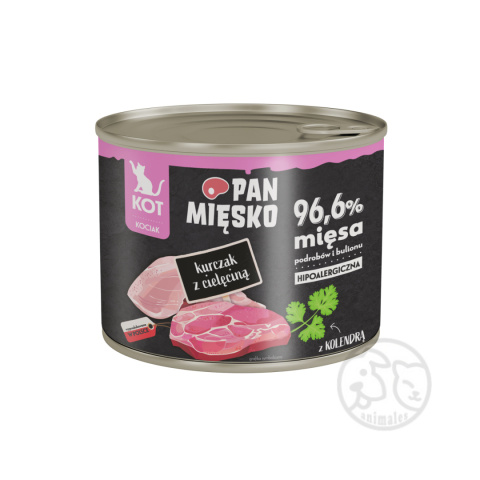 Pan Mięsko Kurczak z cielęciną - puszka 200g dla Kociąt