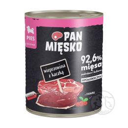 Pan Mięsko WIEPRZOWINA Z KACZKĄ - puszka 800g dla szczeniąt