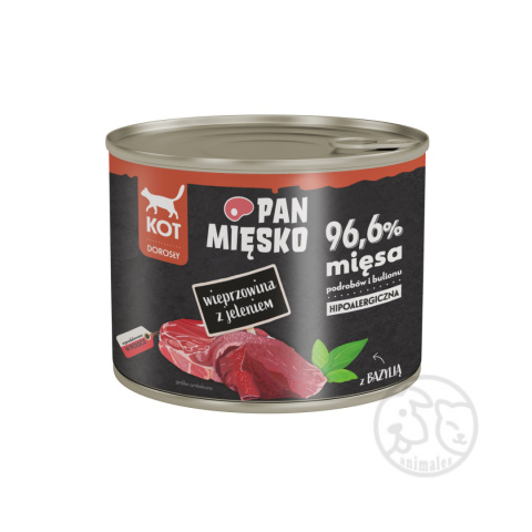 Pan Mięsko Wieprzowina z jeleniem - puszka 200g dla Kota