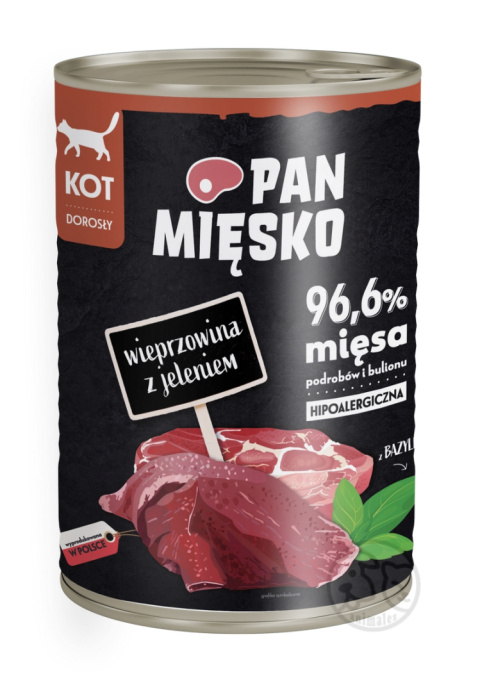 Pan Mięsko Wieprzowina z jeleniem - puszka 400g dla Kota