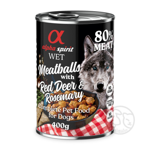 Alpha Spirit Meatballs klopsiki Jeleń z rozmarynem 400g - puszka