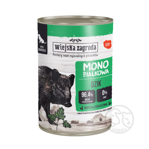 Wiejska Zagroda monobiałkowa Dzik 400g - puszka